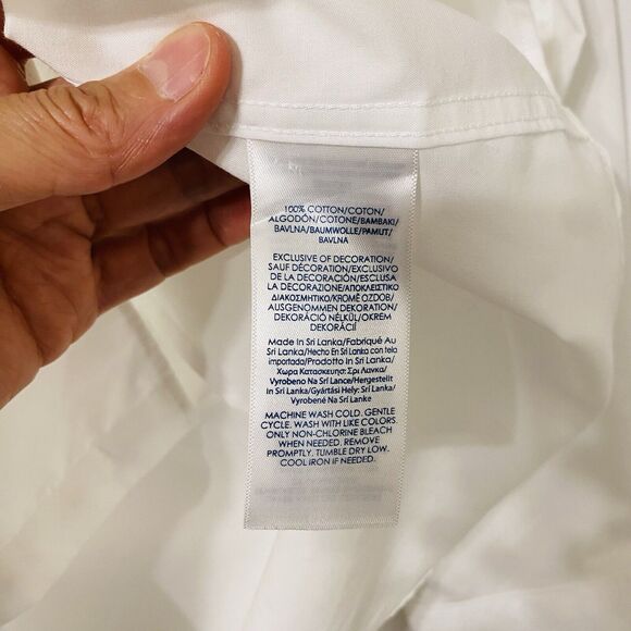 Chaps Dress Shirt Non Iron Women’s 3X White Monogram Button Up Career Business - Picture 6 of 6